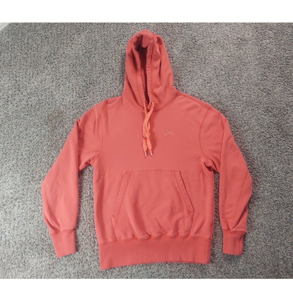 Nike Sportswear Pullover Hoodie XS Coral Mens Athletic 100% Cotton Embroidered